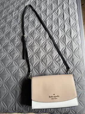 kate spade Beige, White and Black Crossbody Flap Bag